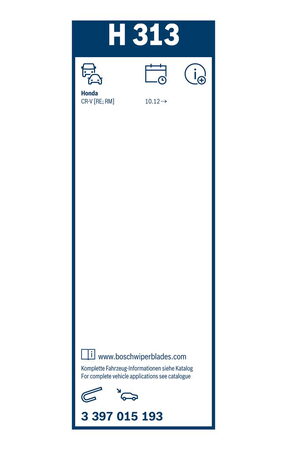 Zadní stěrač HONDA CR-V IV (RM) r.v. 2012->, BOSCH H313 300mm