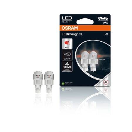 OSRAM LED 12V W16W W2,1x9,5d červená (2ks) Duo-blister