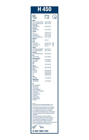Zadní stěrač HONDA Civic Hatchback [FK] r.v. 2011-2017, BOSCH 350 mm