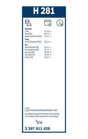 Zadní stěrač HYUNDAI Creta [GS] r.v. 2016-2021, BOSCH 350 mm