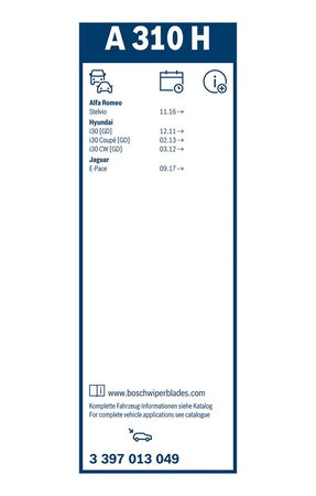 Zadní stěrač JAGUAR E-Pace r.v. 2017->, BOSCH A310H 330mm