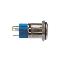 Tlačítko kovové kulaté, modré podsvícení