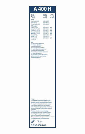 Zadní stěrač ŠKODA Fabia II Combi r.v. 2006-2014, BOSCH FLAT 400 mm
