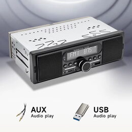 1DIN autorádio Bluetooth/USB/USB-C/AUX, s vestavěnými reproduktory