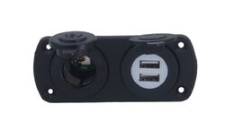 Dvojitá zásuvka do panelu 1x CL + 2x nabíječka USB voděodolná
