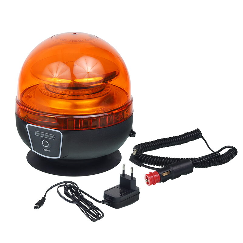 AKU LED maják oranžový 12-24V/230V, 45x LED magnet, ECE R10 R65 130x128mm