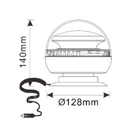 AKU LED maják oranžový 12-24V/230V, 45x LED magnet, ECE R10 R65 130x128mm