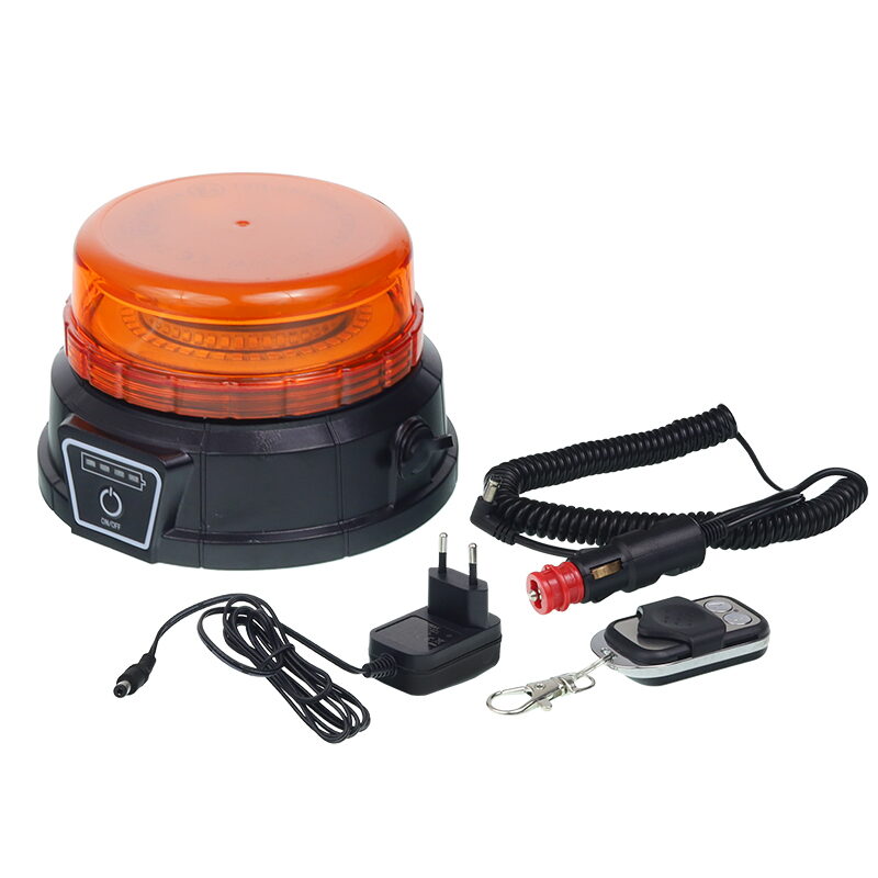 AKU LED maják oranžový, dálkové ovládání, 12-24V/230V, 45x LED magnet, ECE R10 R65