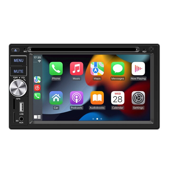2DIN autorádio s 6,2" LCD / DVD / USB / Bluetooth / CarPlay / AndroidAuto / Mirrorlink