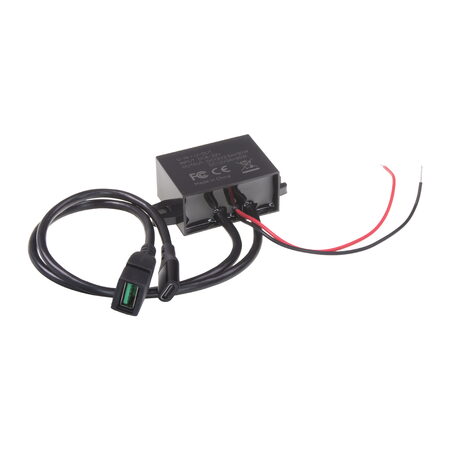 Měnič napětí 12-24/5-12V, 3A USB-C QC3.0 samice + USB-A
