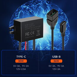 Měnič napětí 12-24/5-12V, 3A USB-C QC3.0 samice + USB-A