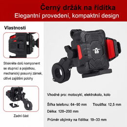 Univerzální držák telefonu + kameru, antivibrační na kolo, motocykl