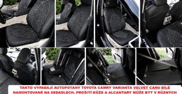 Autopotahy na míru TOYOTA CAMRY VI, XV70, od r. 2017-2024, AUTHENTIC VELVET CARO bílé