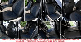 Autopotahy na míru TOYOTA CAMRY VI, XV70, od r. 2017-2024, AUTHENTIC VELVET CARO modré