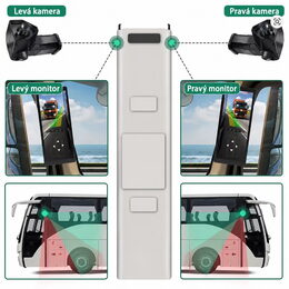AHD kamerový set s monitorem 12,3", dvojitá kamera na rameni, DVR, pravá strana