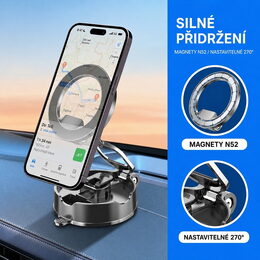 Univerzální magnetický držák telefonu s vakuovou přísavkou