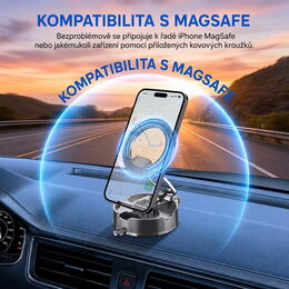 Univerzální magnetický držák telefonu s vakuovou přísavkou
