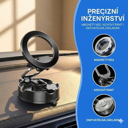 Univerzální magnetický držák telefonu s vakuovou přísavkou