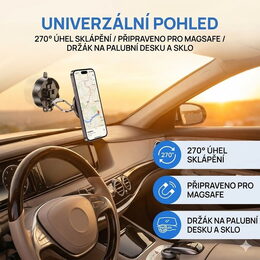 Univerzální magnetický držák telefonu s vakuovou přísavkou