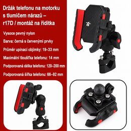 Univerzální držák telefonu + kameru, antivibrační na kolo, motocykl