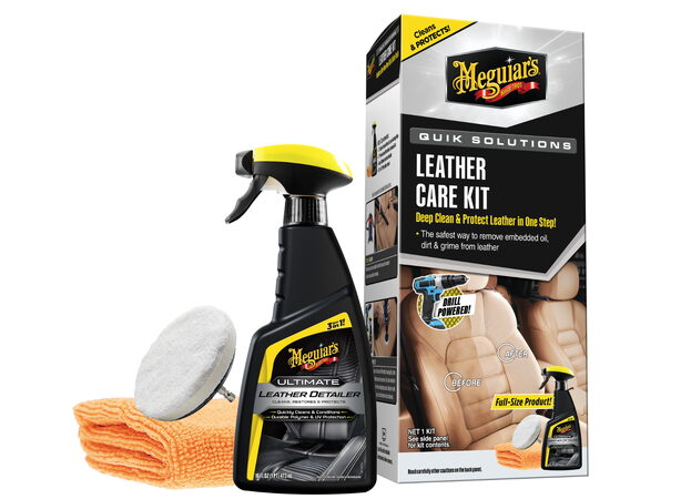Meguiar's Quik Solutions Leather Care Kit - sada na hloubkové čistění a ochranu kůže