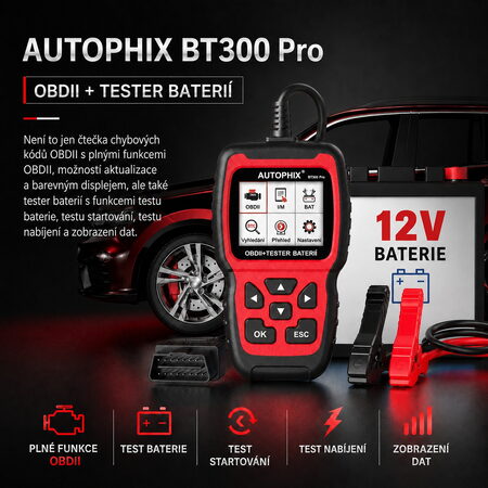 Tester akumulátorů/univerzální autodiagnostika Autophix BT300PRO