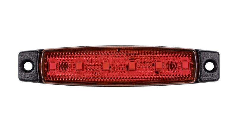 LED poziční světlo červené 96x20x16mm 6LED 12/24V ECE R10 R148