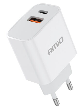 Síťová nabíječka USB+USB-C 20W Quick Charge 230V