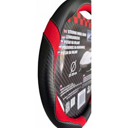 Potah na volant imitace carbonu černo-červený 37-39cm