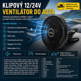 Ventilátor 208 mm na klip 12-24V