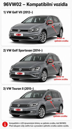 LEDM dynamické blinkry VW Golf7, Touran oranžové, kouřové