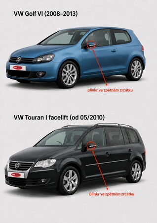 LEDM dynamické blinkry VW Golf6, Touran oranžové