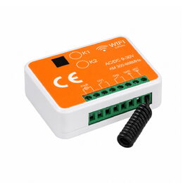 Univerzální 2-kanálový WiFi/RF přijímač 300–868 MHz pro vrata a brány, Tuya/SmartLife