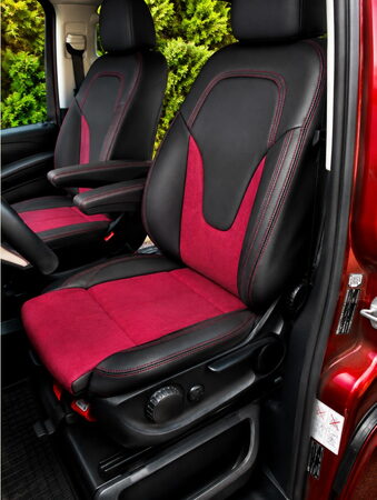Autopotahy na míru VOLKSWAGEN CRAFTER II, 2 MÍSTA, od r. 2017 AUTHENTIC VELVET červené