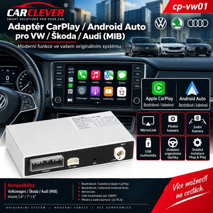 Adaptér CarPlay/Android Auto VW/Škoda/Audi MIB