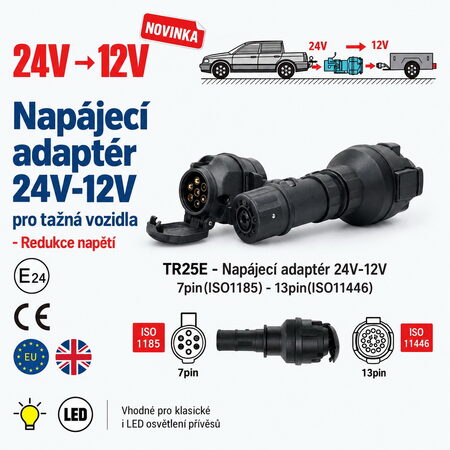 Napájecí adaptér 24V-12V 7pin(ISO1185) - 13pin(ISO11446)