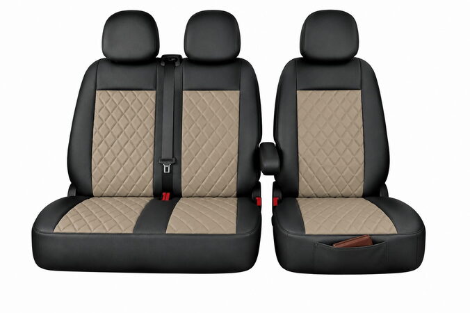 Autopotahy Citroen Jumper II, 3 M., od r. 2006, a FL od r. 2016, ekokůže CARO tmavobéžové