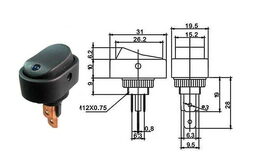 Vypínač kolébkový 12V/20A, modrá LED 12V