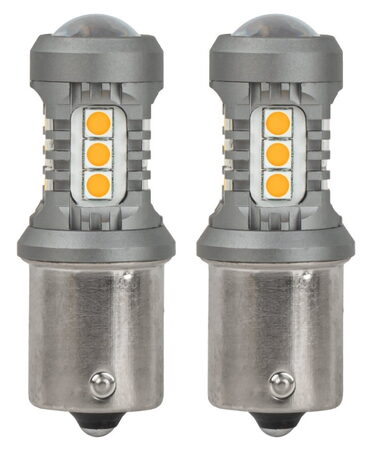 LED žárovky BAU15s PY21W oranžová, 15SMD 3030 12/24V - 2ks
