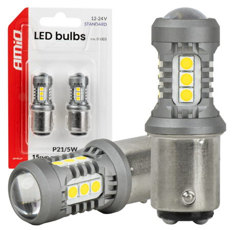 LED žárovky BAY15d P21/5W bílá, 15SMD 3030 12/24V - 2ks