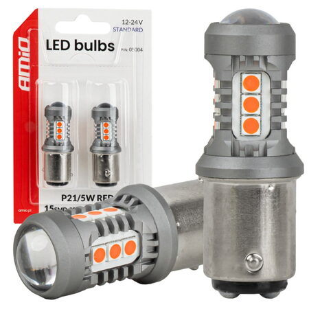 LED žárovky BAY15d P21/5W červená, 15SMD 3030 12/24V - 2ks