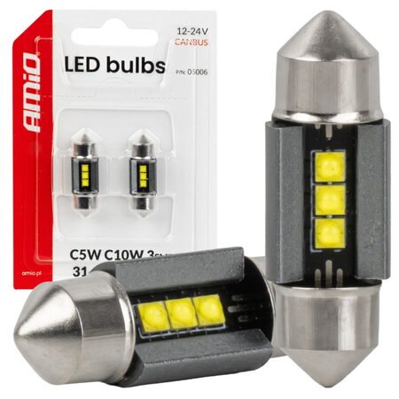 LED žárovky sufit 31mm C5W C10 bílá, 3SMD 2525 12/24V
