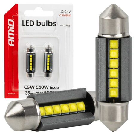 LED žárovky sufit 39mm C5W C10 bílá, 6SMD 2525, Canbus, 12/24V
