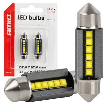 LED žárovky sufit 41mm C5W C10 bílá, 6SMD 2525, Canbus, 12/24V