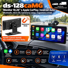 Monitor 10,26" s Apple CarPlay, Android auto, Bluetooth, micro SD, kamerový vstup