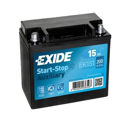 Autobaterie EXIDE Start-Stop Auxiliary 12V 15Ah 200A EK151