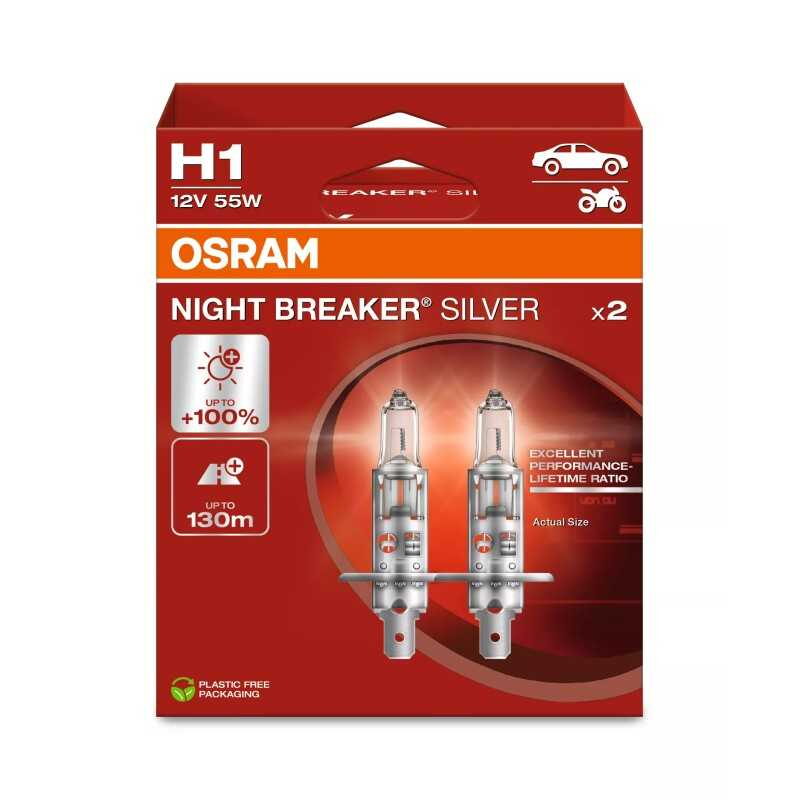 Autožárovky Osram H1 NIGHT BREAKER SILVER +100% - 2ks