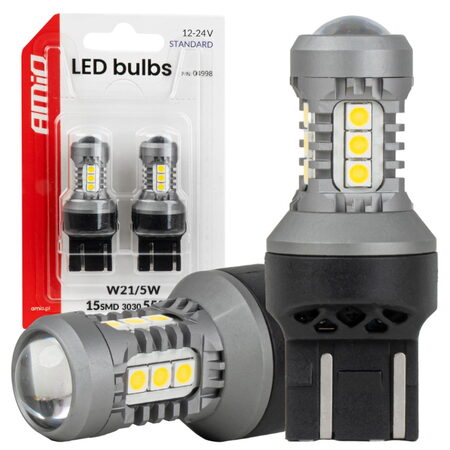LED žárovky W21/5W bílá, 15SMD 3030 12/24V - 2ks