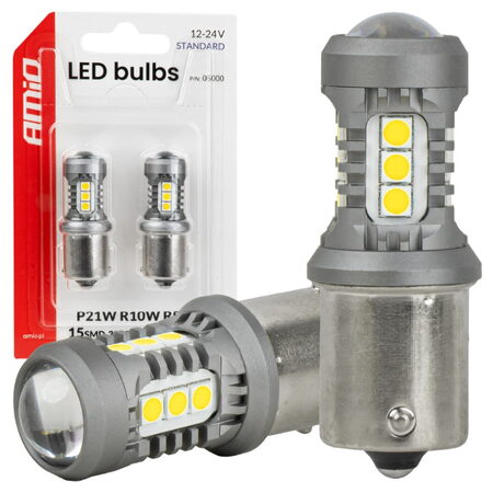 LED žárovky BA15s P21W bílá, 15SMD 3030 12/24V - 2ks