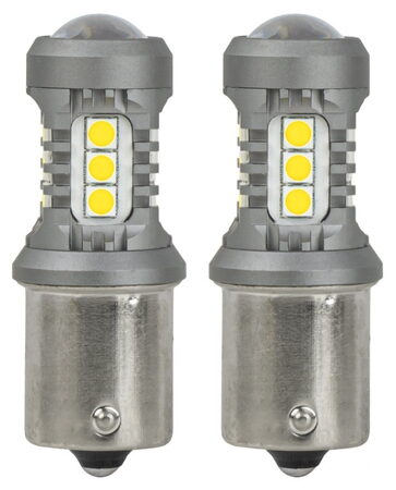 LED žárovky BA15s P21W bílá, 15SMD 3030 12/24V - 2ks